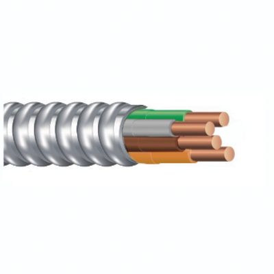 12/3 Stranded MC Cable w/ Ground, BRN/ORN/GRY/GRN Color Code